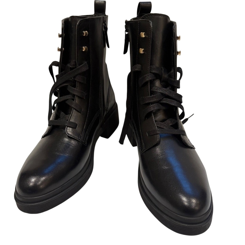 Cole Haan Combat Boots Womens 9.5B Black Leather Waterproof Grand 360 W33736 NEW